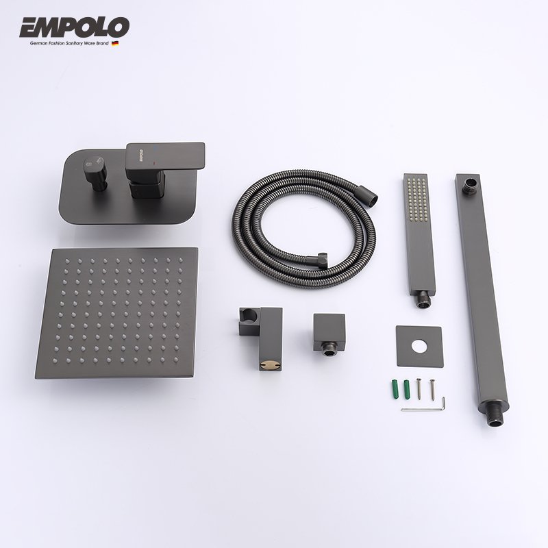 Empolo concealed shower wall shower mixer set black bathroom head shower faucet system