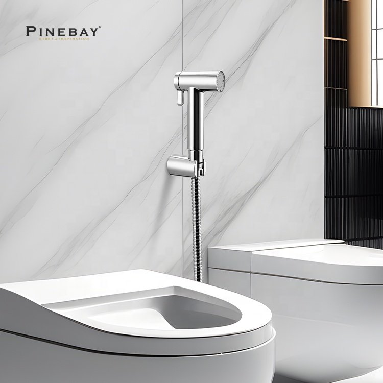PINEBAY Bidet Chrome Toilet Attachment Shower Concealed Mixer Shower System Faucet Sets ABS Bidet Sprayer Bathroom Set for Home