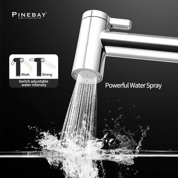 PINEBAY Bidet Chrome Toilet Attachment Shower Concealed Mixer Shower System Faucet Sets ABS Bidet Sprayer Bathroom Set for Home