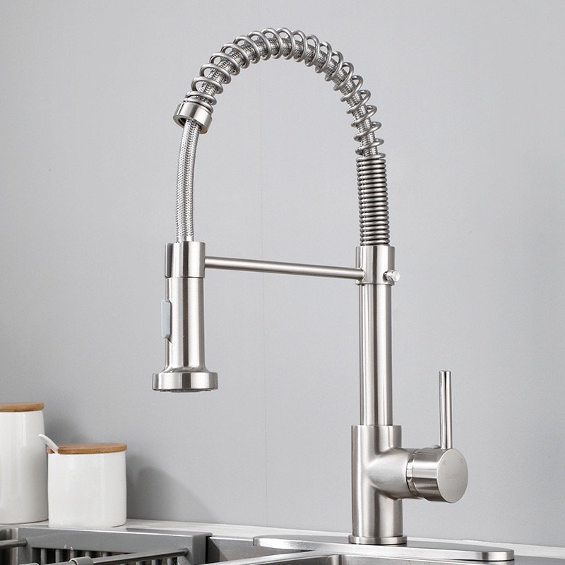 Modern Single-Handle Brass Deck Mounted Kitchen Tap Pull Hot Cold Faucet Ceramic Valve Single Hole Installation Kitchen Drawers