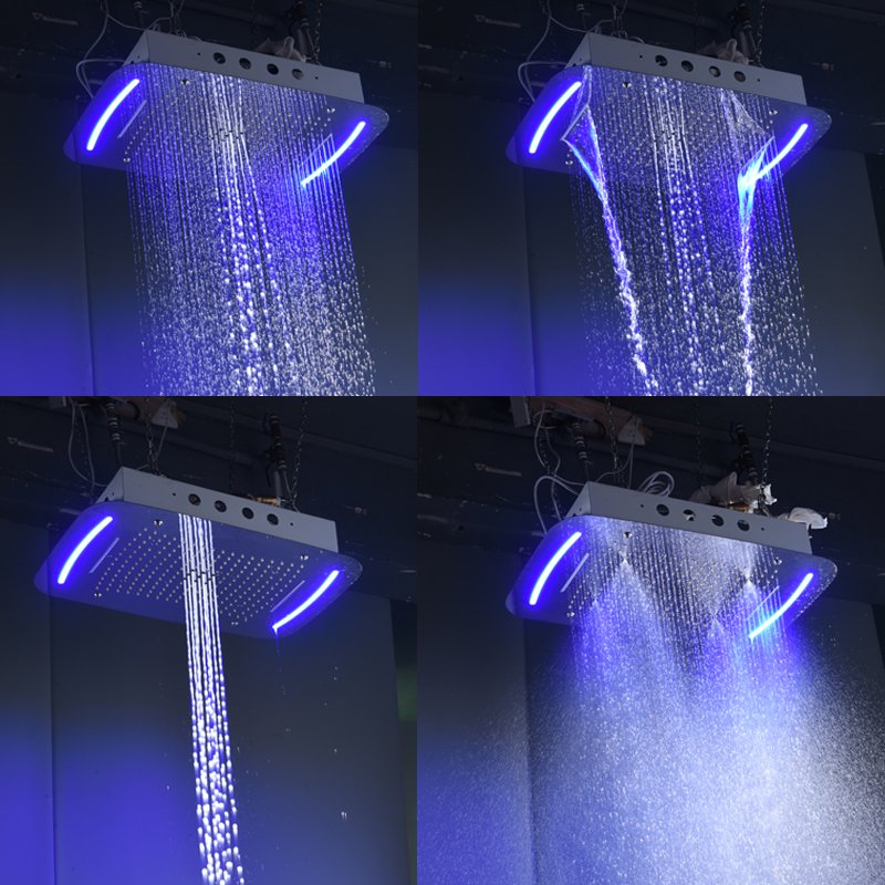 Modern Faucets Thermostatic Shower Mixer Set Multifunctional Shower Head Ceiling Mounted Polished with Brass 5 Ways Valve