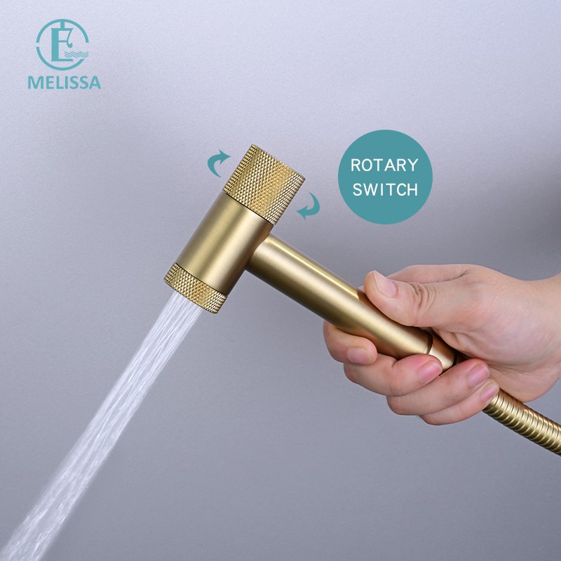 Melissa Modern Brass Bathroom Brushed gay toilet bidet spray shattaf set Handheld shower Angle Valve