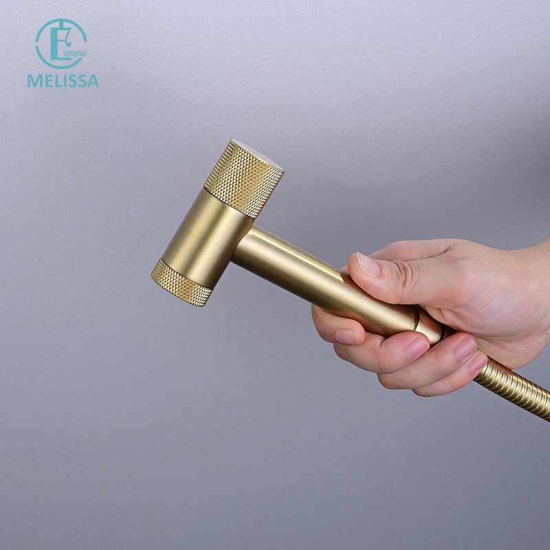 Melissa Modern Brass Bathroom Brushed gay toilet bidet spray shattaf set Handheld shower Angle Valve