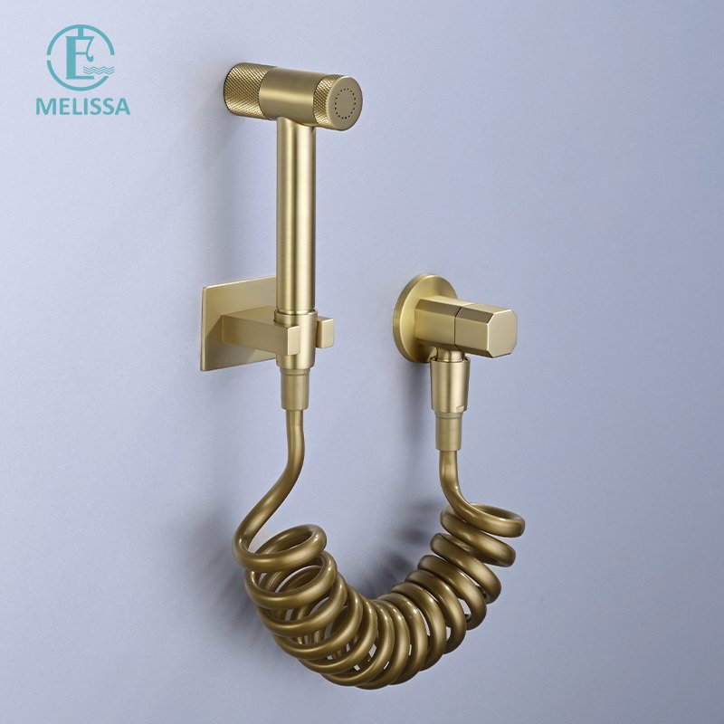 Melissa Modern Brass Bathroom Brushed gay toilet bidet spray shattaf set Handheld shower Angle Valve