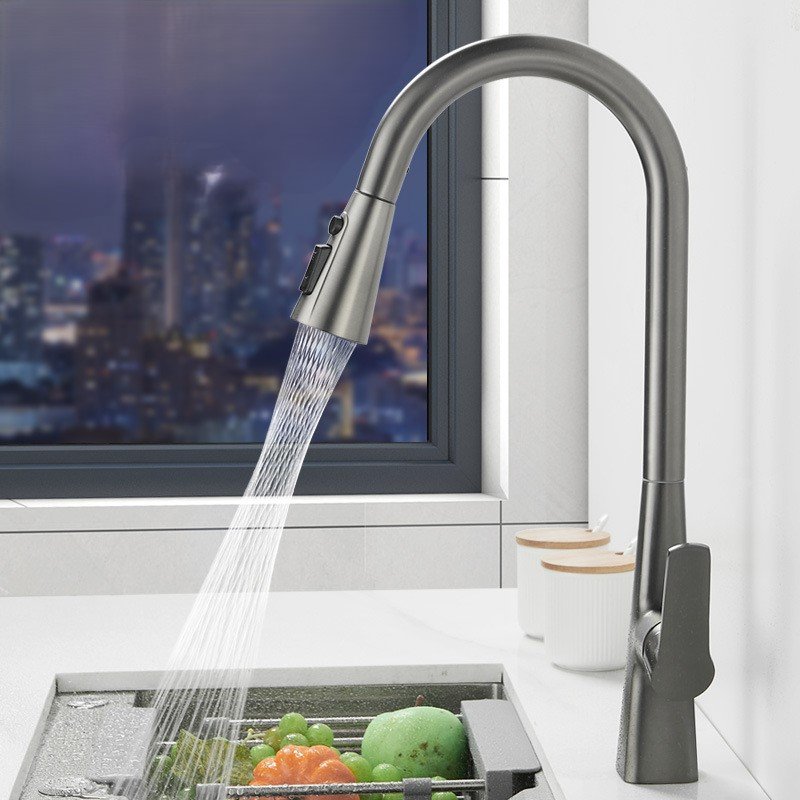 Universal Extractable Brass Kitchen Sink Faucet with Hot and Cold Mixing Valve Pull out Spray Type for Kitchen use