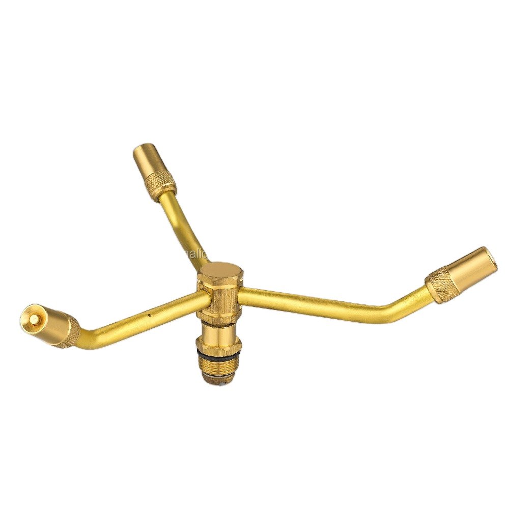 Triadius 360 degree autorotation garden irrigation brass sprinkler cooling down atomization brass spray nozzles three nozzles