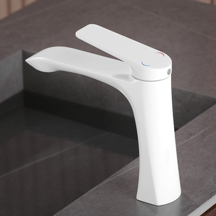 Kidolux Simple Durable Copper Bathroom Sink Faucet Washbasin Taps Single Hole Mixer Countertop Mount Basin Faucet