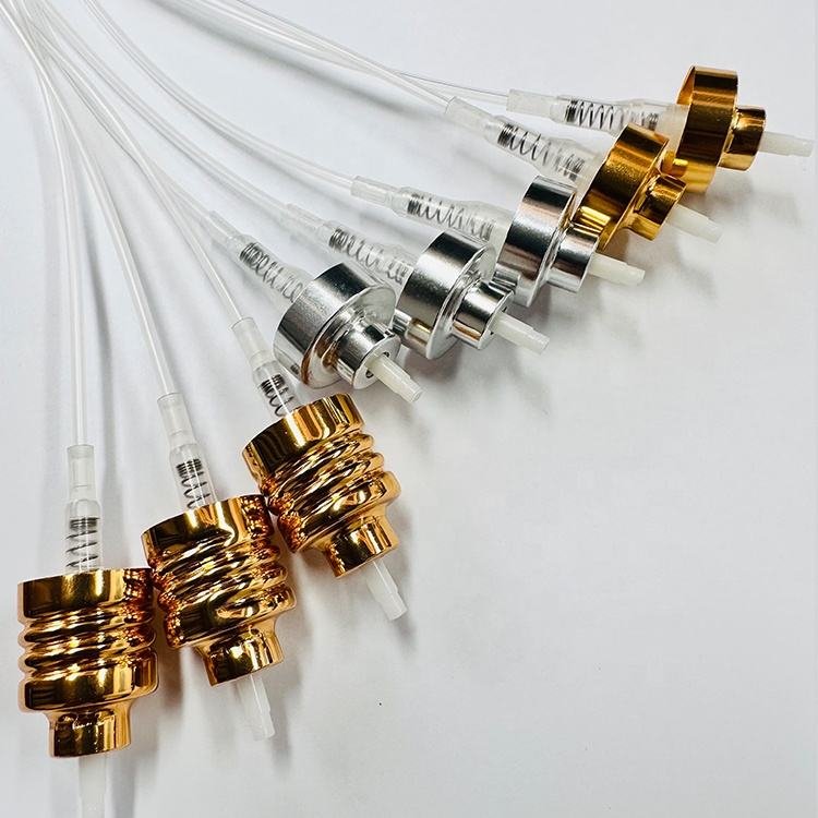Factory price gold colorful aluminum mist atomize crimp pump valve crimp spray pump