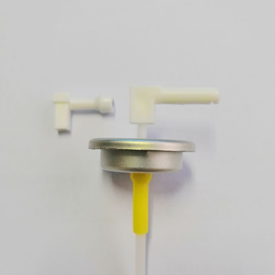 High quality 20mm aluminum spray valves actuator aerosol metering valve 75 mcl dosage with l type actuator