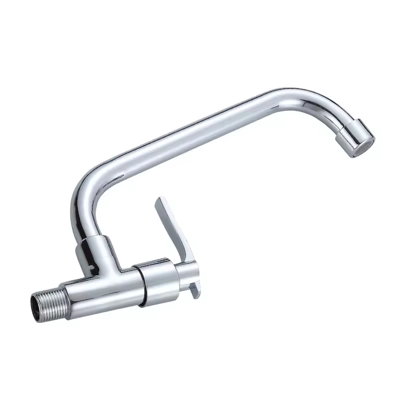 Single Lever Wall-Mounted Kitchen Faucet Pull-Down Cold Water Basin Tap Flexible Pipe Ceramic Valve SinK Tap Household Bathroom