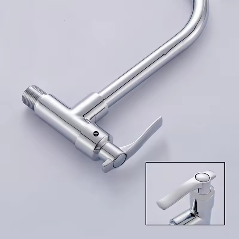 Single Lever Wall-Mounted Kitchen Faucet Pull-Down Cold Water Basin Tap Flexible Pipe Ceramic Valve SinK Tap Household Bathroom