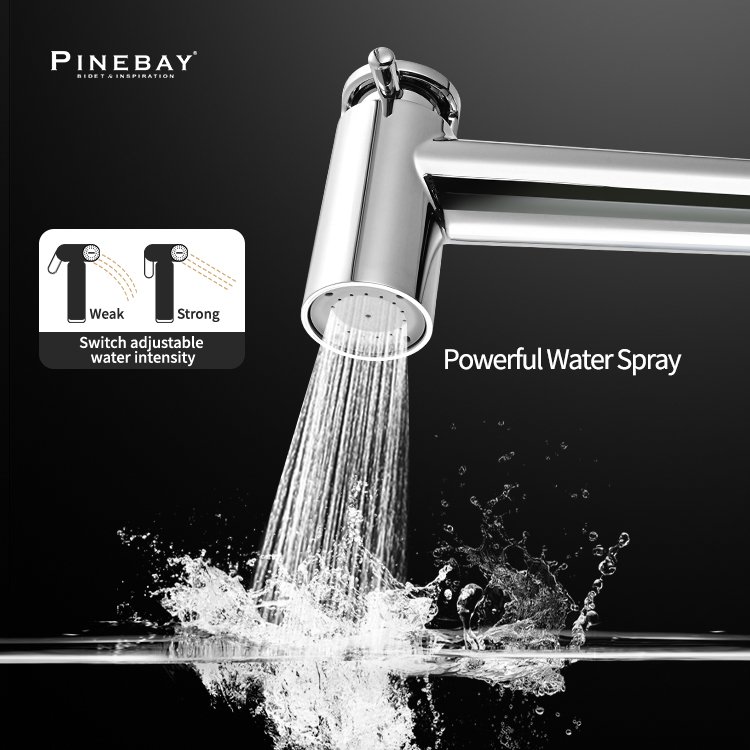 PINEBAY Unique Products to Sell Premium Bathroom Handheld ABS Plastic Shattaf Toilet Chrome Water Diaper Bidet Sprayer Set