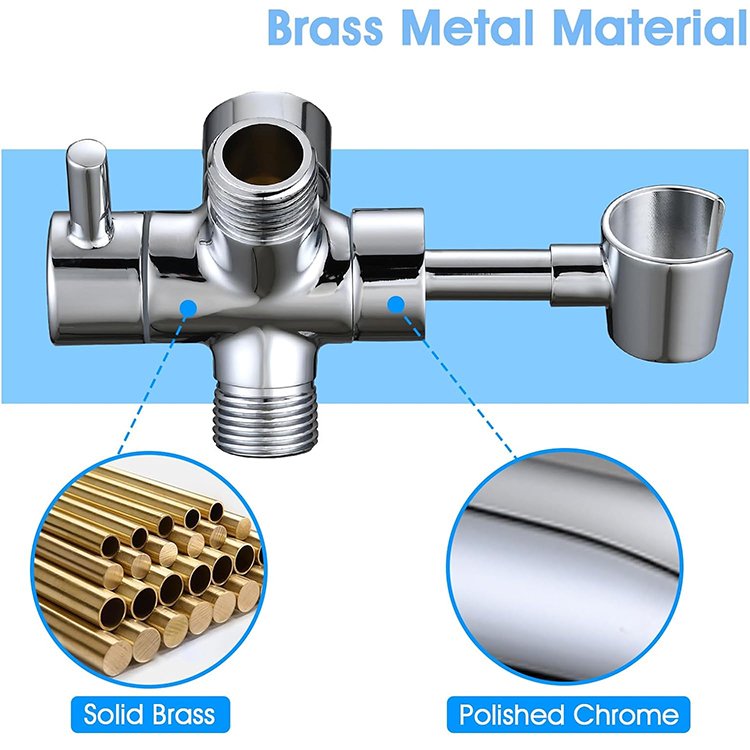 Shower Arm Diverter with Handheld Shower Mount Bracket G1/2 Universal Brass Shower Diverter Valve for Fixed Spray Head