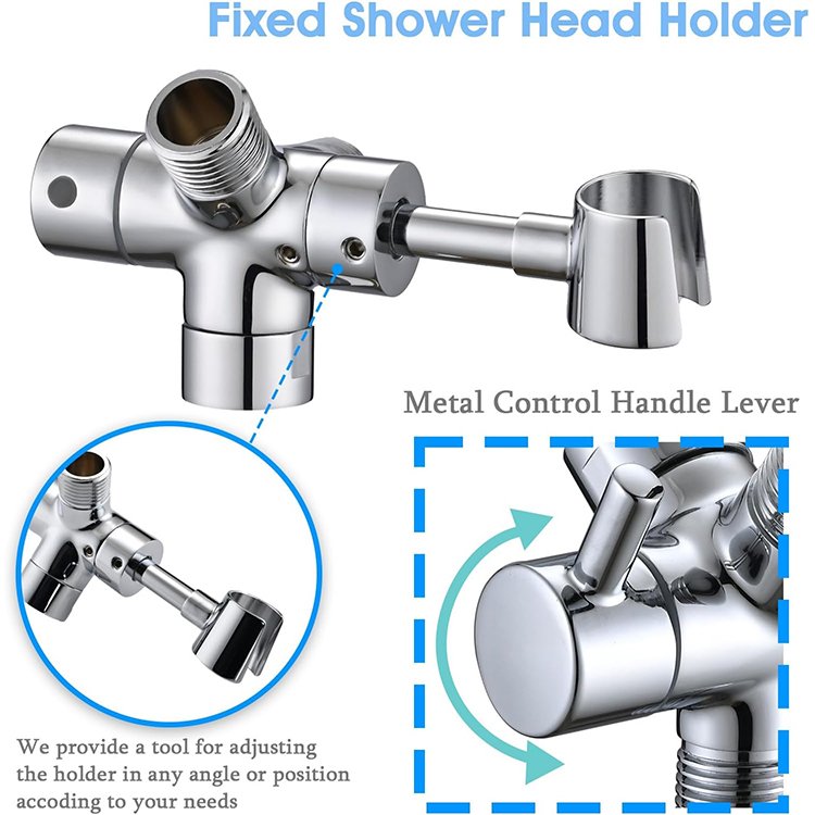 Shower Arm Diverter with Handheld Shower Mount Bracket G1/2 Universal Brass Shower Diverter Valve for Fixed Spray Head