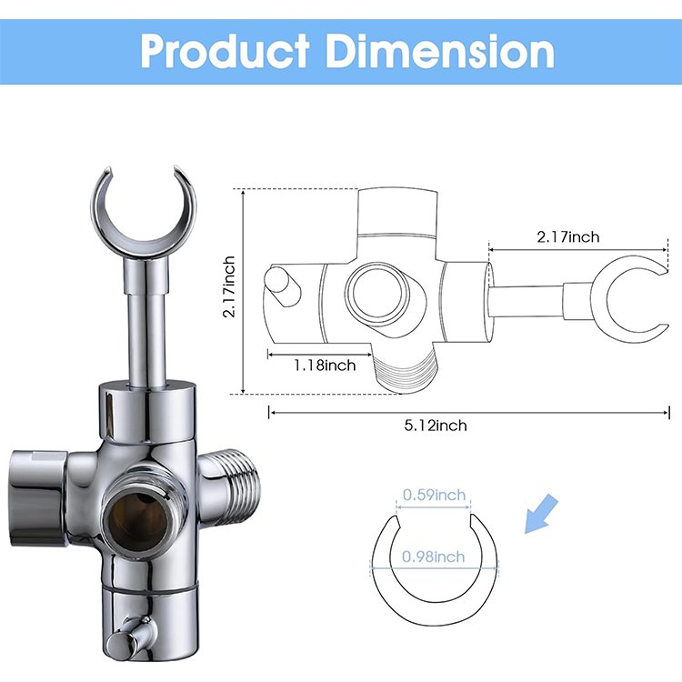 Shower Arm Diverter with Handheld Shower Mount Bracket G1/2 Universal Brass Shower Diverter Valve for Fixed Spray Head