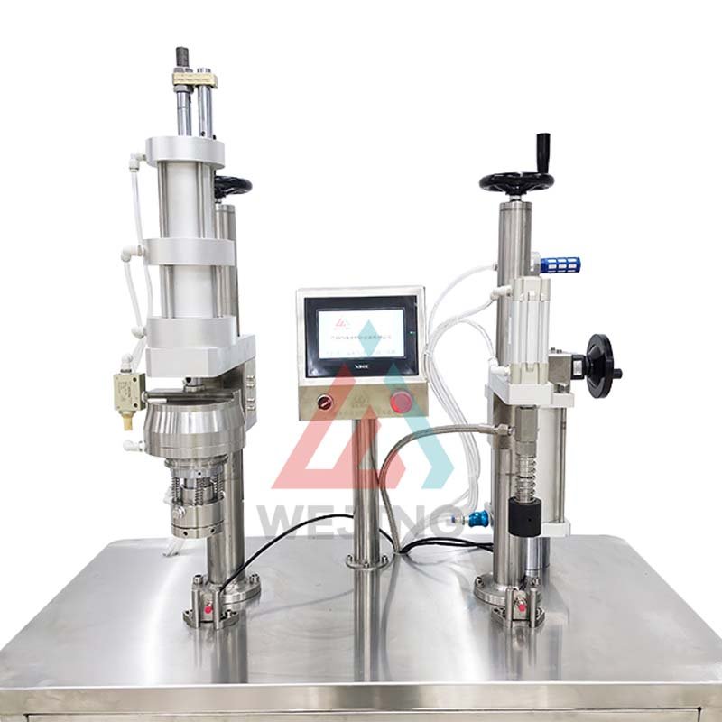 Semi Automatic BOV Bag On Valve Aerosol Filling Machine For Olive Oil Spray Cosmetic Aerosol Products
