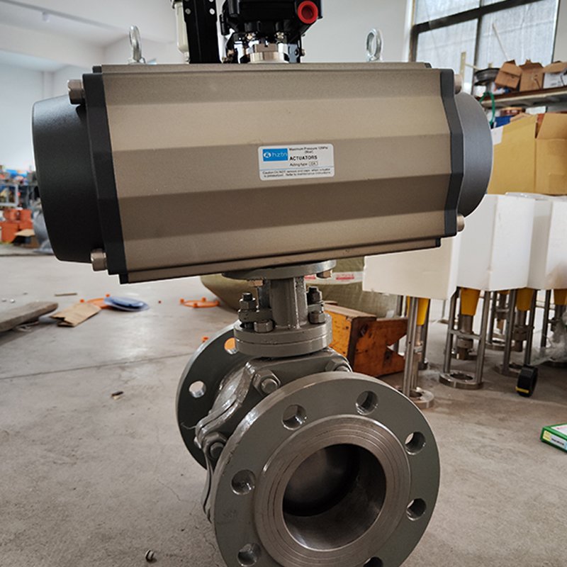 BW Brand Sanitary High Mounting Three-Way Ball Valve Double Acting Type Pneumatic Actuator