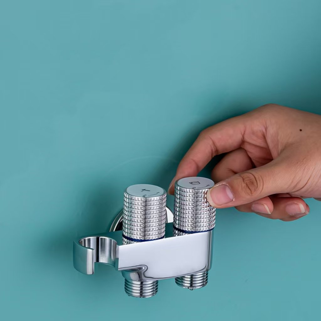 Brass Shower Handheld Bathroom Accessories Copper Pressurized Spray Gun Body Toilet Bidet Set Double Outlet Angle Valve