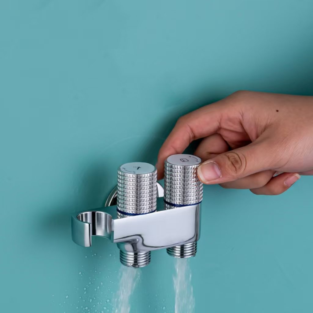 Brass Shower Handheld Bathroom Accessories Copper Pressurized Spray Gun Body Toilet Bidet Set Double Outlet Angle Valve