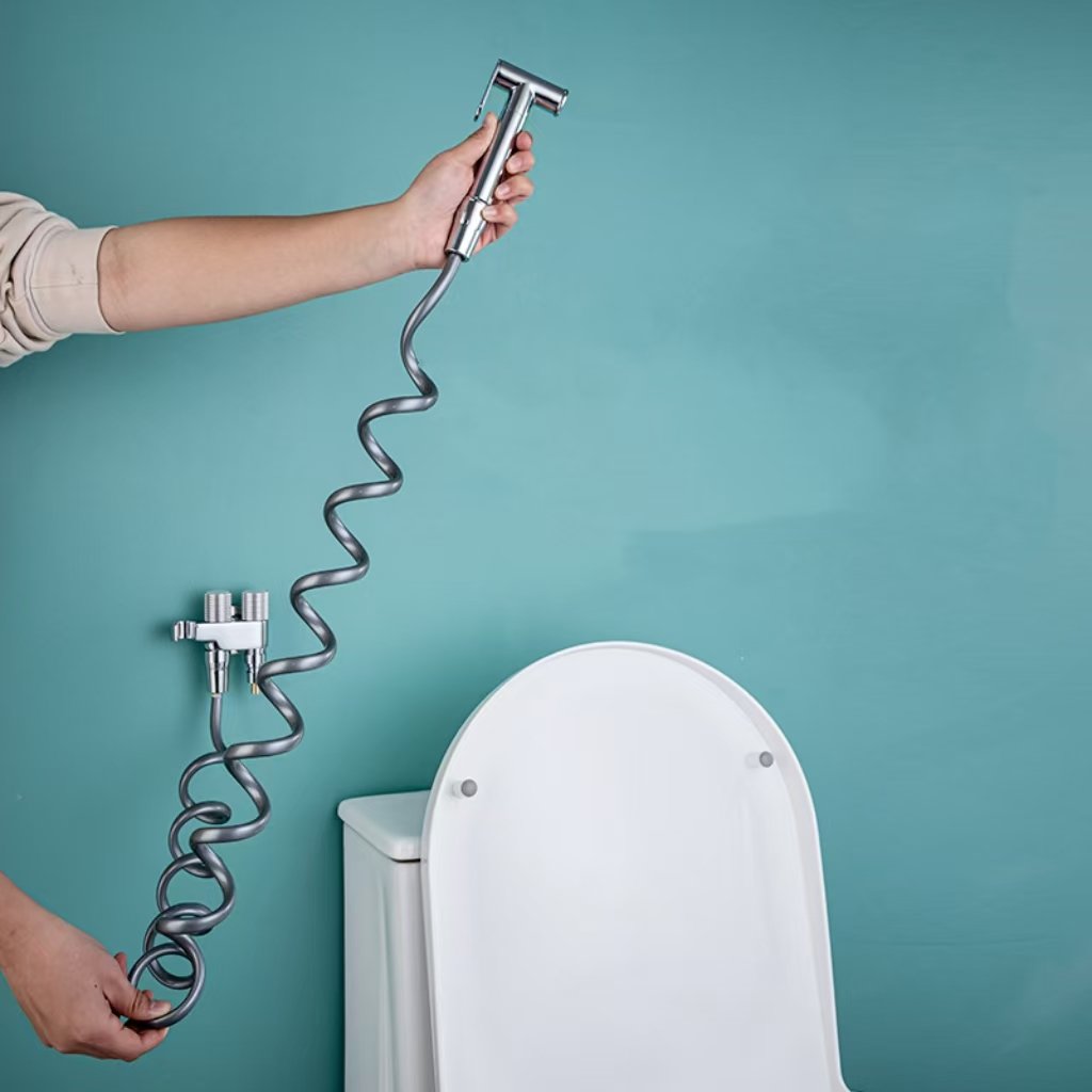 Brass Shower Handheld Bathroom Accessories Copper Pressurized Spray Gun Body Toilet Bidet Set Double Outlet Angle Valve
