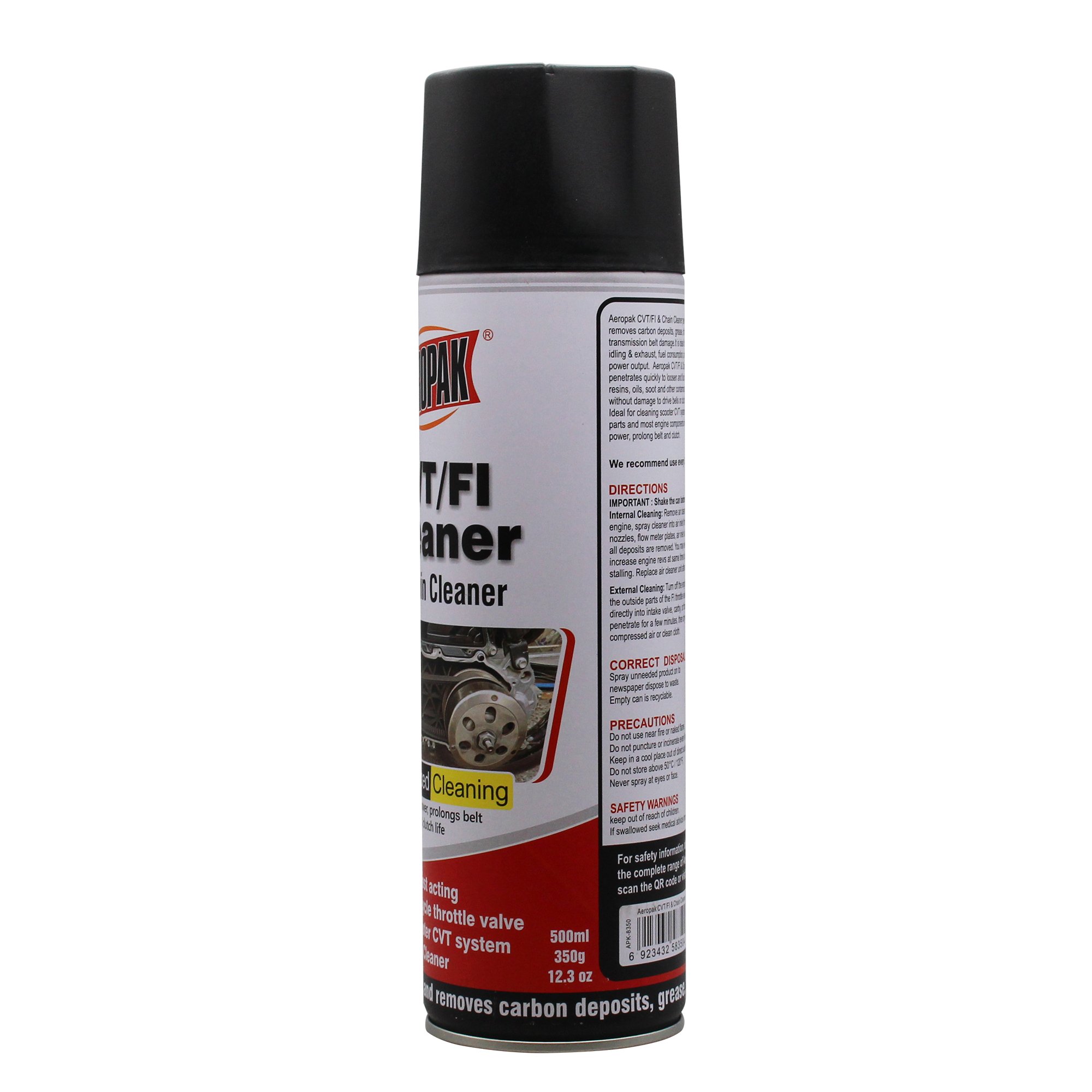 AEROPAK CVT/FI chain Cleaner aerosol spray 500ml fast acting FI motorcycle throttle valve scooter CVT system