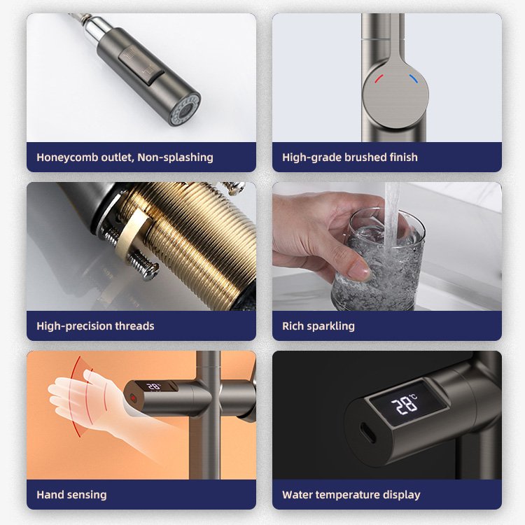 Kidolux Hand Sense Led Display Temperature Pull Down Faucet Hot And Cold Water Mixer Valve Brass Shower Faucet Kitchen Faucet