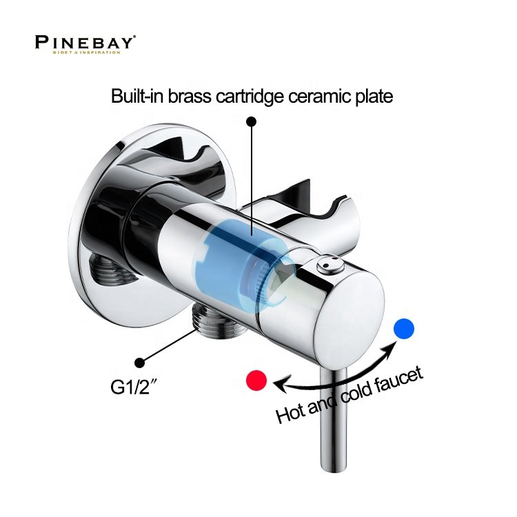 PINEBAY Factory Direct Bathroom Handheld Bidet Sprayer Toilet Brass Wall Hung Portable Shattaf with Hot and Cold Valve for Woman