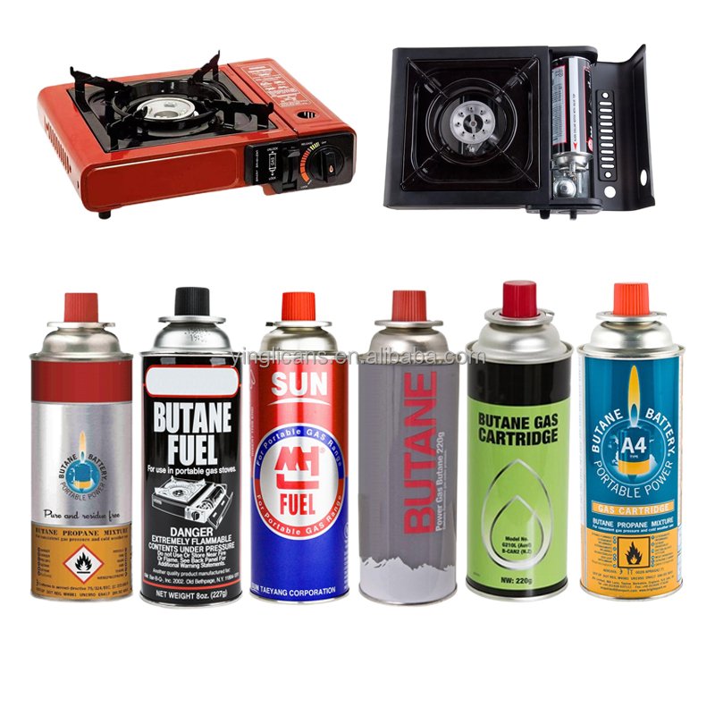 Wholesale high quality 65*158 straight-wall aerosol empty spray butane gas can 14 Oz with printing tin cans for camping trips