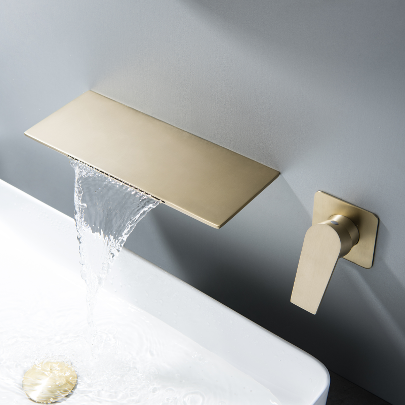 Wall Mount Bathtub Waterfall Bathroom Sink Faucet Single Handle Wall Mount Widespread Waterfall Vessel 2 Hole Lavatory Vanity