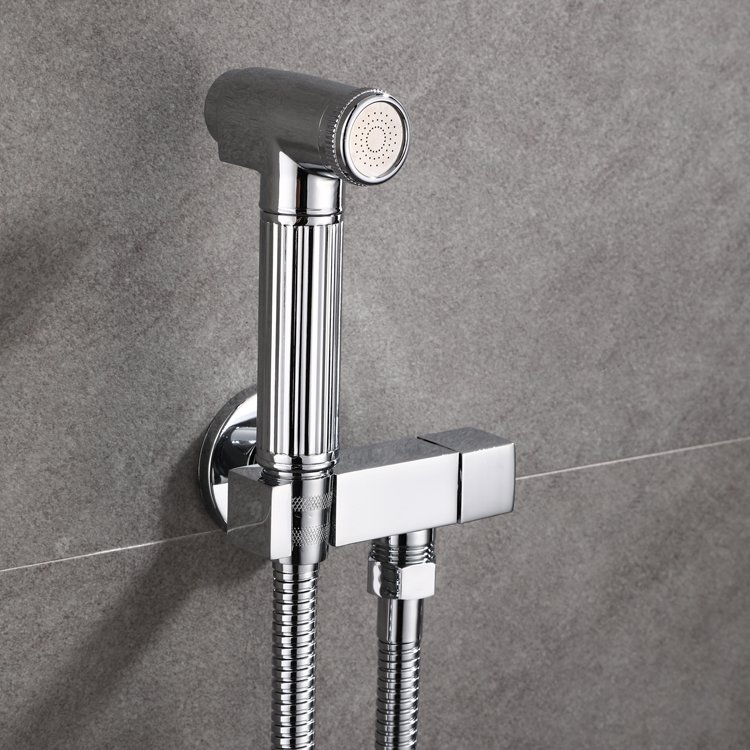 BLSJ Hand Held Bidet Spray Shower Head Copper Bathroom Valve Brass Bathroom Bidet Sprayer Jet Tap with Holder and Shower Hose