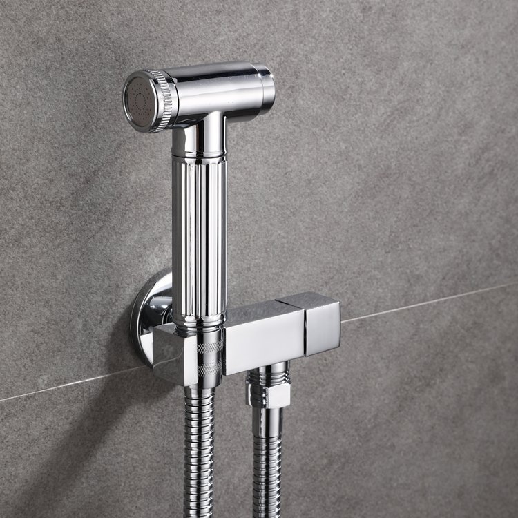 BLSJ Hand Held Bidet Spray Shower Head Copper Bathroom Valve Brass Bathroom Bidet Sprayer Jet Tap with Holder and Shower Hose