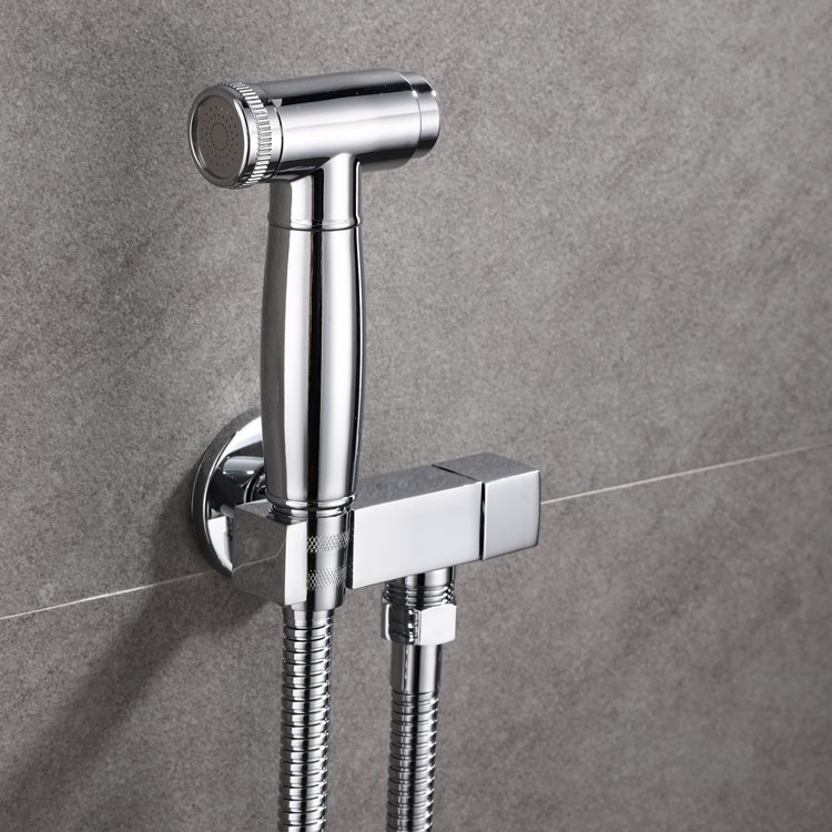 BLSJ Hand Held Bidet Spray Shower Head Copper Bathroom Valve Brass Bathroom Bidet Sprayer Jet Tap with Holder and Shower Hose