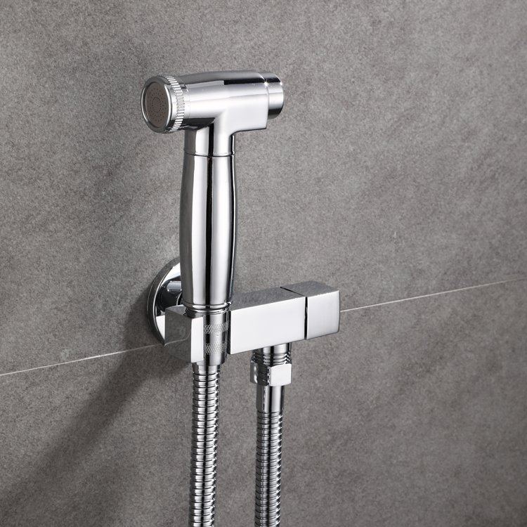 BLSJ Hand Held Bidet Spray Shower Head Copper Bathroom Valve Brass Bathroom Bidet Sprayer Jet Tap with Holder and Shower Hose
