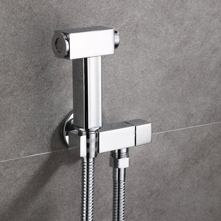 BLSJ Hand Held Bidet Spray Shower Head Copper Bathroom Valve Brass Bathroom Bidet Sprayer Jet Tap with Holder and Shower Hose
