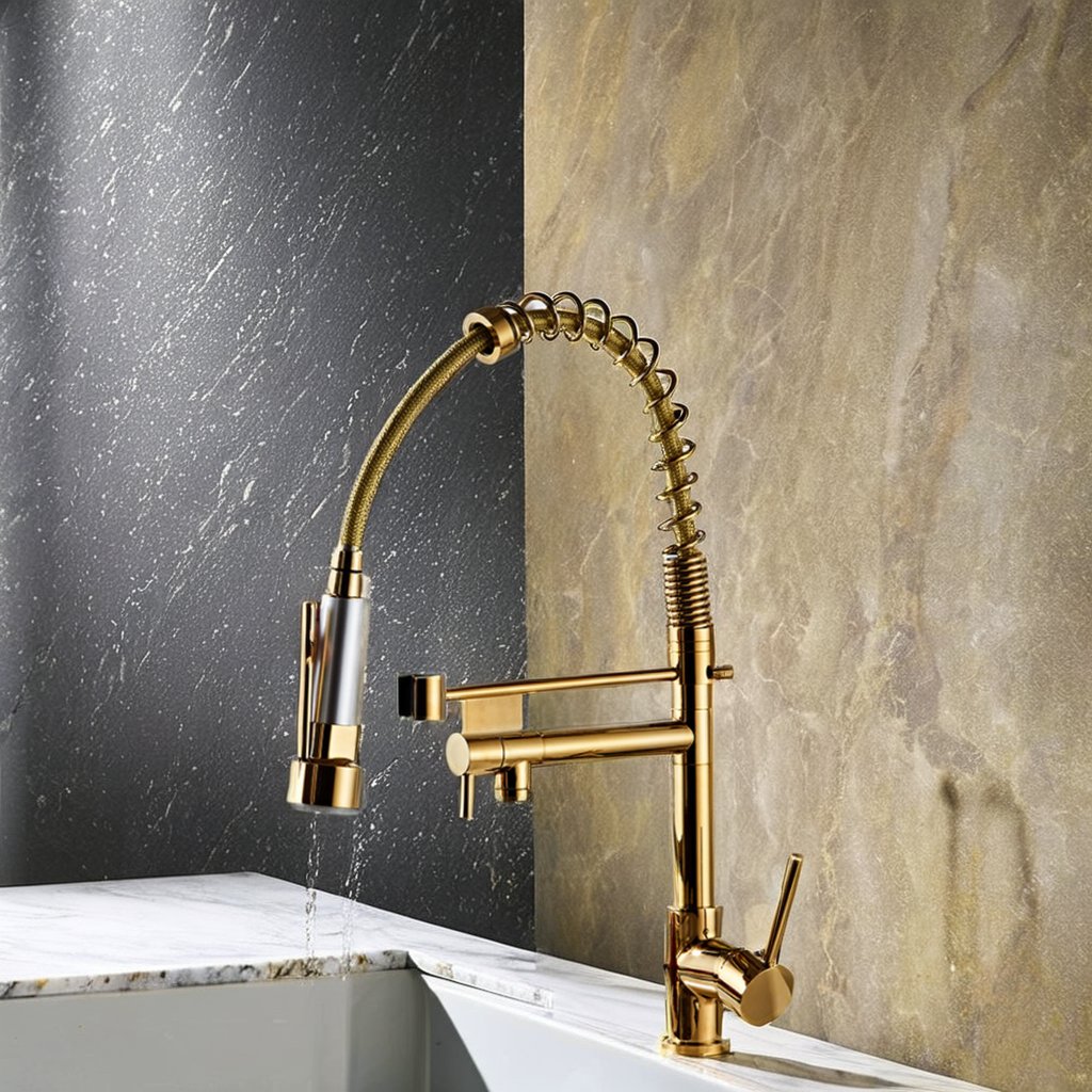 Modern Gold Kitchen Mixer Tap Pull out Kitchen Sink Faucet with Pull down Spray Single-Hole Ceramic Valve Torneira Cozinha