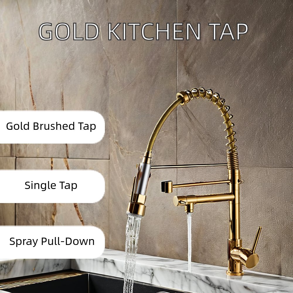 Modern Gold Kitchen Mixer Tap Pull out Kitchen Sink Faucet with Pull down Spray Single-Hole Ceramic Valve Torneira Cozinha
