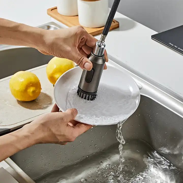 Luxury Black Gunmetal kitchen sink Smart Brass Waterfall Rainfall Energy-Generation Rotating Kitchen Faucet with Digital Display