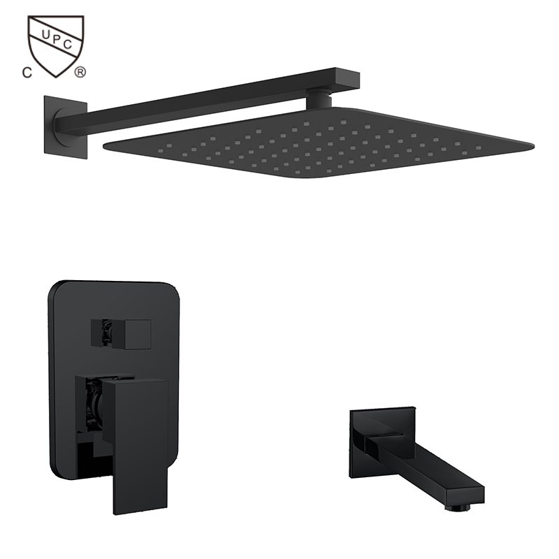 HIMARK CUPC UPC 2 function matte black in wall bathroom shower trim faucet with shower valve kit