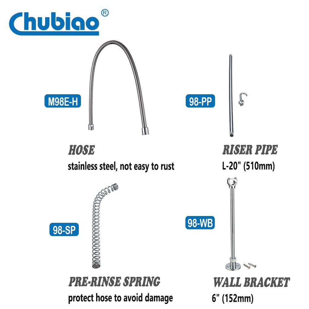 Commercial Restaurant Sink Faucet Kitchen Mixer Deck and Wall mounted Pre Rinse Sprayer Faucet