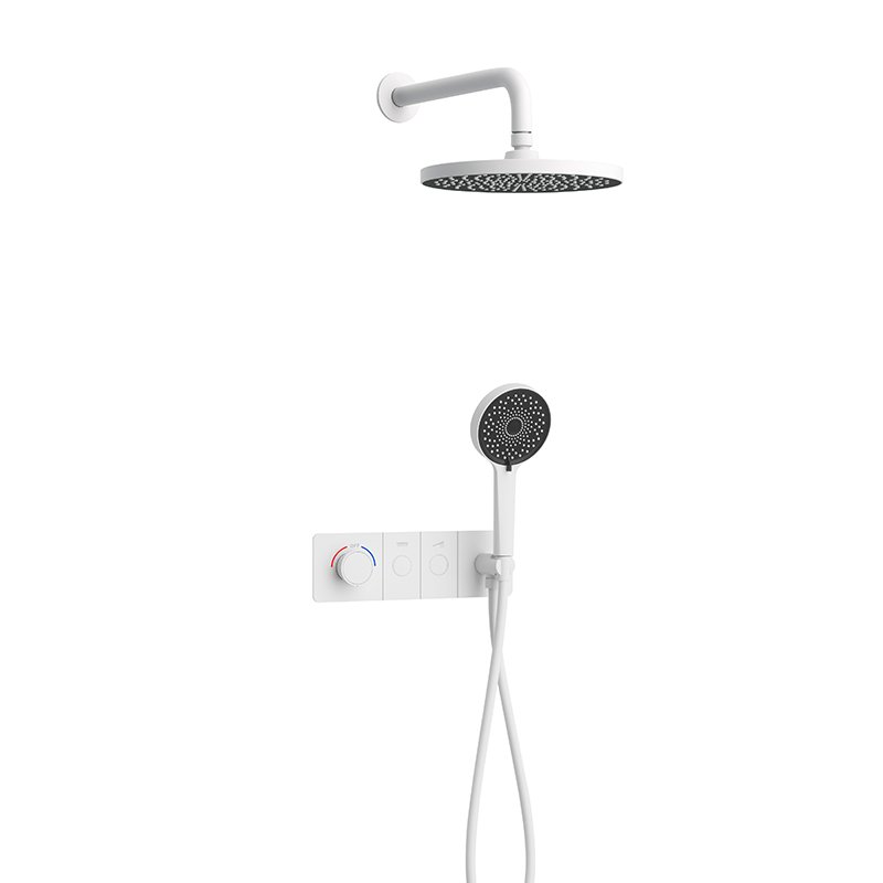 Wall Mounted Bathroom Shower Faucet Set Chrome/Silver Square Shower Head + Hand Spray+Control Valve