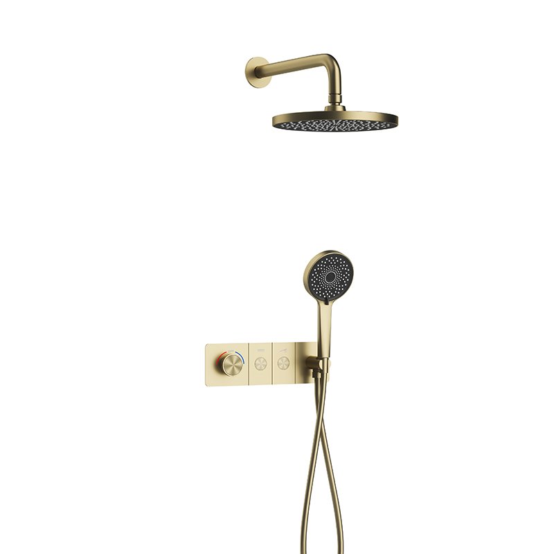 Wall Mounted Bathroom Shower Faucet Set Chrome/Silver Square Shower Head + Hand Spray+Control Valve