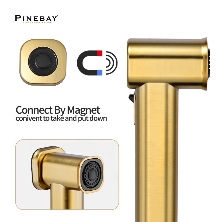 PINEBAY Modern Style Bathroom ABS Square Bidet Attachment WC Faucet Shower Easy Control Adjustable Handheld Bidet Sprayer Set