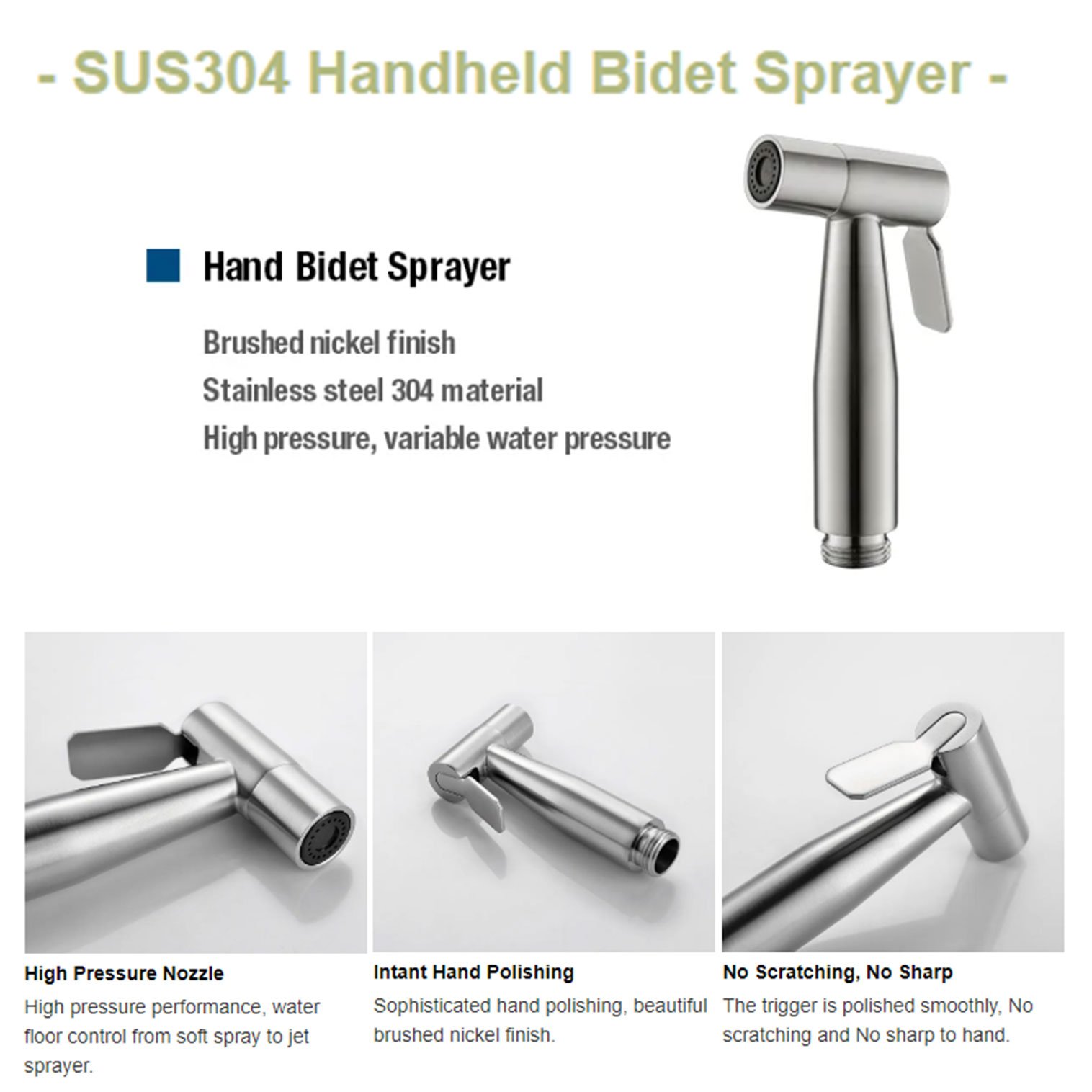 Bathroom Brass Chrome Rinse Cleaning Toilet Bidet Sprayer Adjustable Fresh Water Handy Care Toilet Handheld Bidet