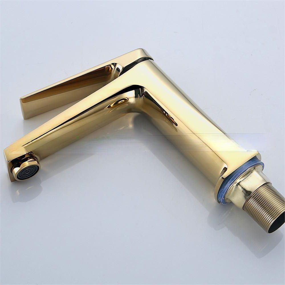 ZYIKM Stainless Steel Outlet Panel Brass Single Hole Basin Faucet Brass Gold Faucet Ceramic Valve Core Water Faucet