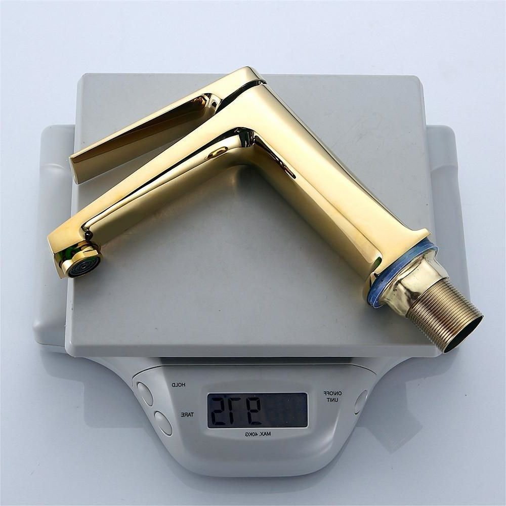 ZYIKM Stainless Steel Outlet Panel Brass Single Hole Basin Faucet Brass Gold Faucet Ceramic Valve Core Water Faucet