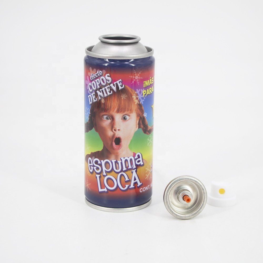 China factory supply streamer empty spray tin can snow aerosol tin can with valve