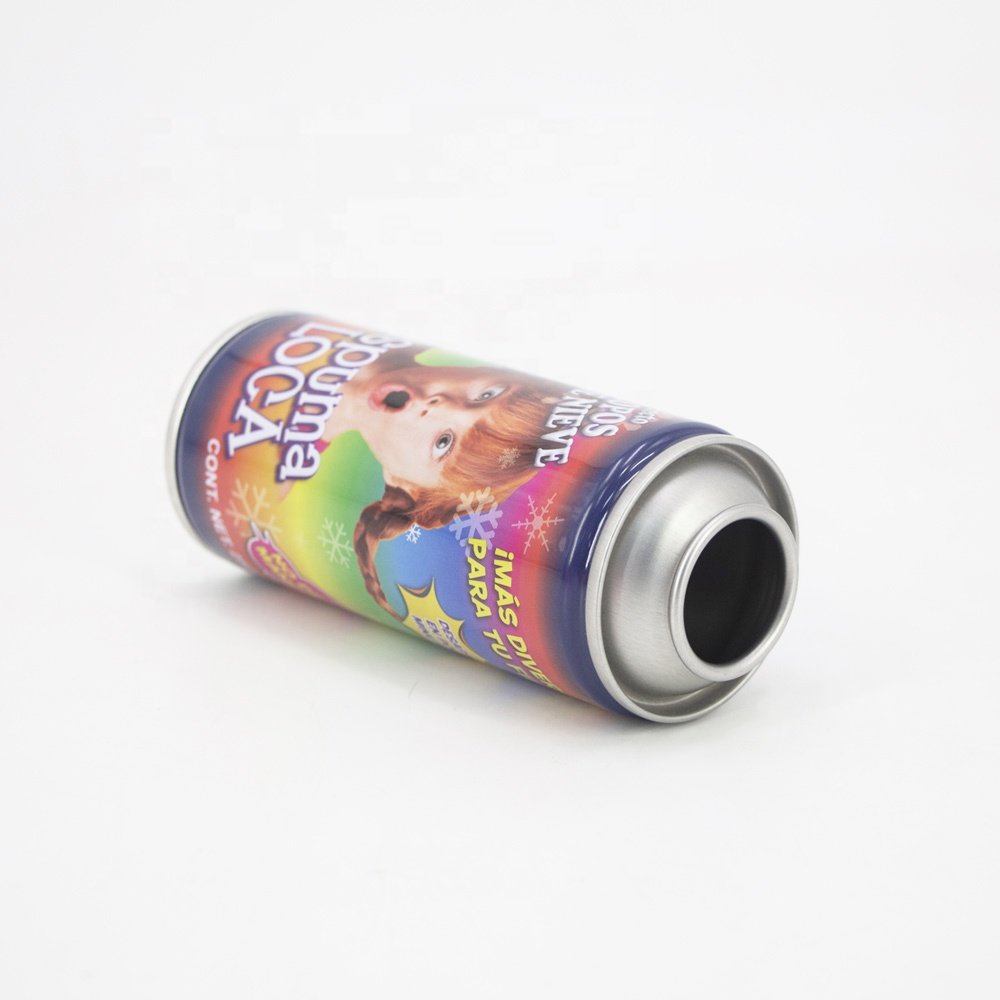 China factory supply streamer empty spray tin can snow aerosol tin can with valve