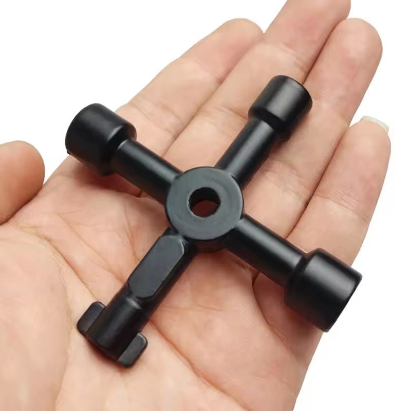 4 Way Multi-functional Universal Cross Key Zinc Alloy Plumbers Electricians Valve Tools Keys for Train Electrical Elevator