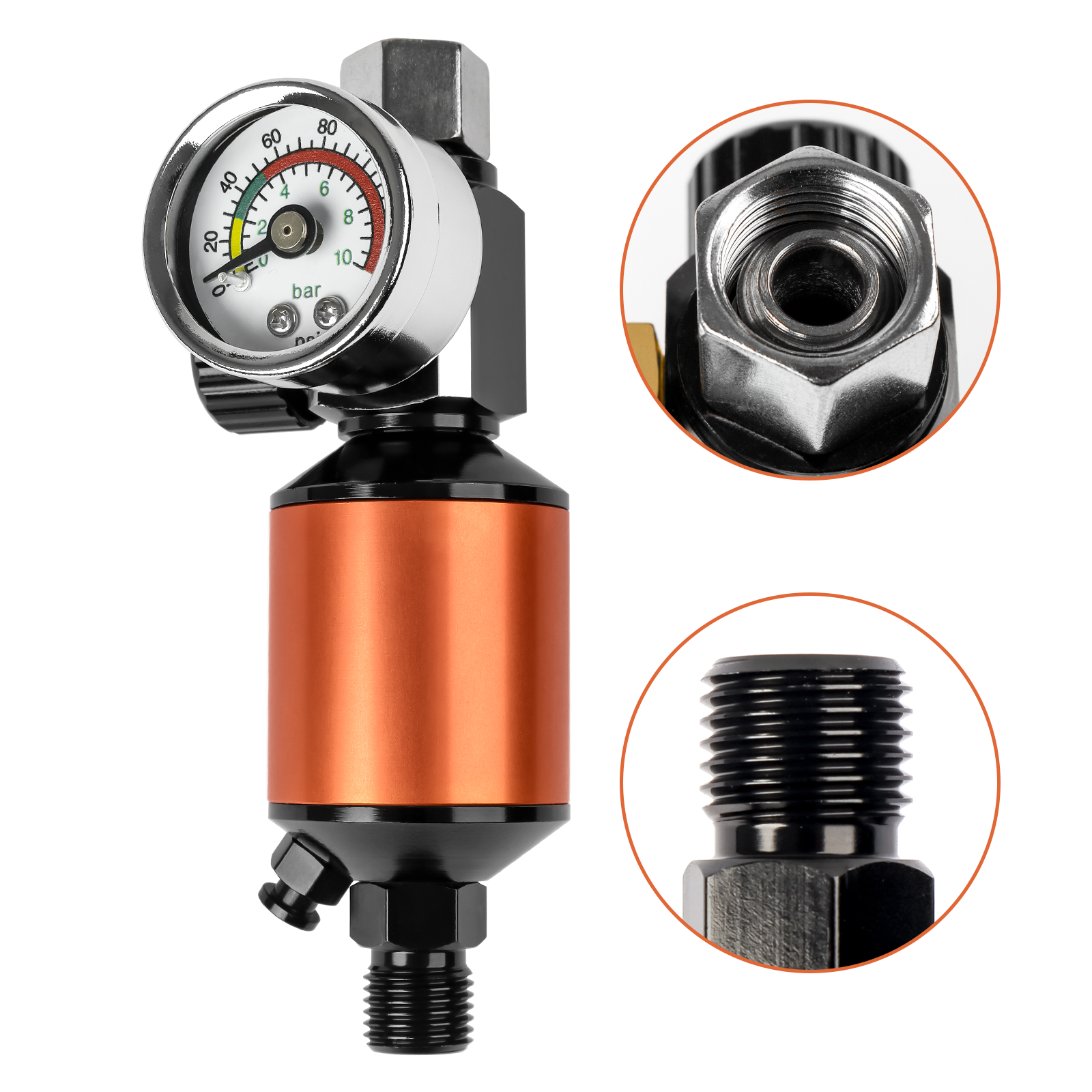 Air Compressor Regulator Oil Water Separator Clean Dry Air 1/4" NPT Inlet and Outlet Air Pressure Regulator