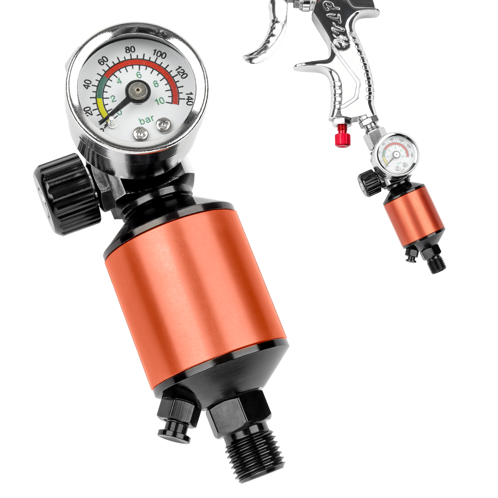 Air Compressor Regulator Oil Water Separator Clean Dry Air 1/4" NPT Inlet and Outlet Air Pressure Regulator